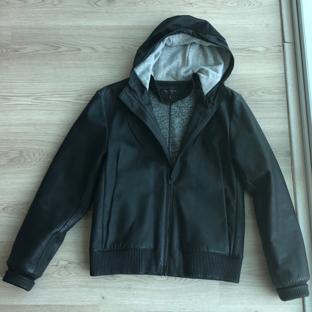 rag & bone leather hoodie